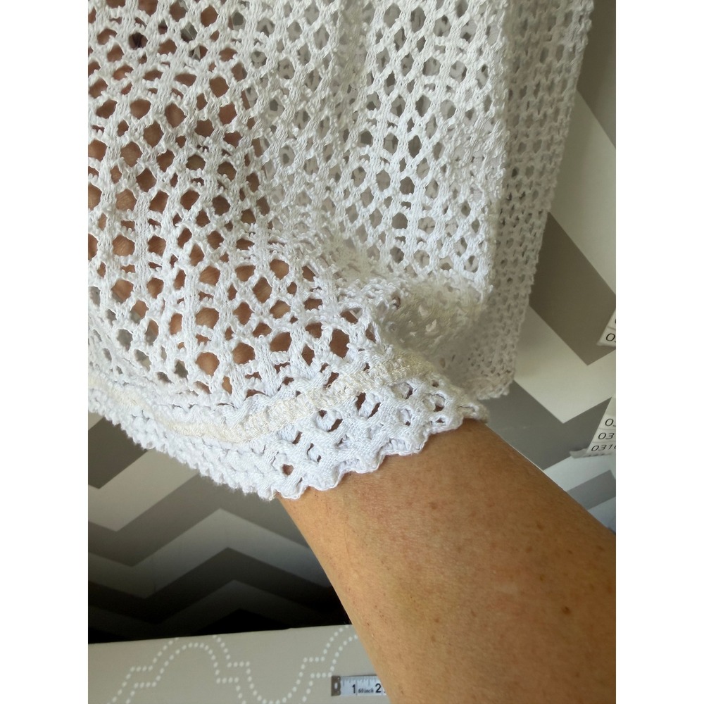 We The Free Free People Open Knit Sweater Oversized Crochet V-Neck White Size S - Picture 5 of 8